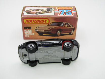 Matchbox Superfast 59C Porsche 928 Black AMBER Windows England Base