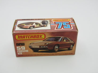 Matchbox Superfast 59C Porsche 928 Black AMBER Windows England Base