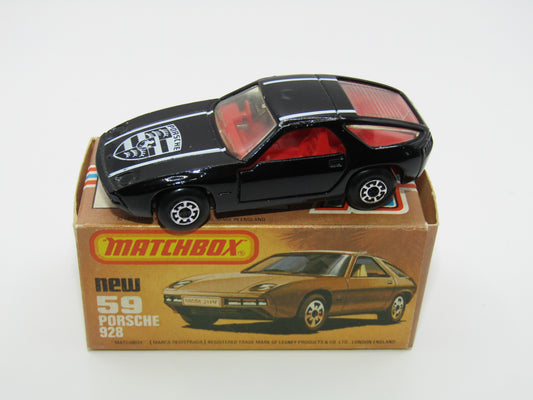 Matchbox Superfast 59C Porsche 928 Black NO SIDE Stripe Silver Base