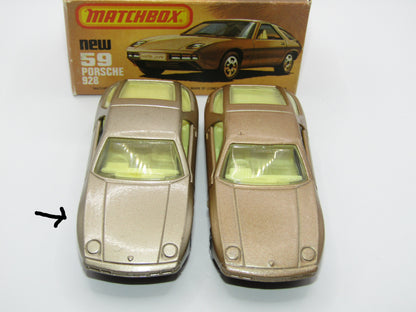 Matchbox Superfast 59C Porsche 928 SILVERY GOLD, Lemon Interior