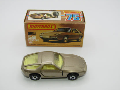 Matchbox Superfast 59C Porsche 928 SILVERY GOLD, Lemon Interior