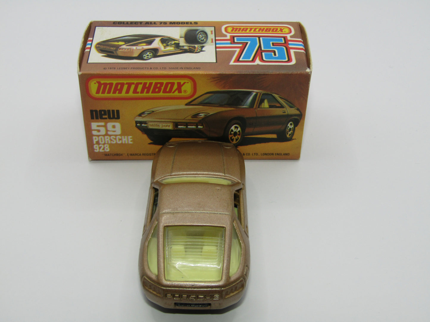 Matchbox Superfast 59C Porsche 928 SATIN GOLD Body Light Yellow Interior