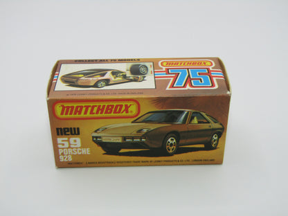 Matchbox Superfast 59C Porsche 928 SATIN GOLD Body Light Yellow Interior