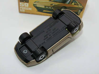 Matchbox Superfast 59C Porsche 928 Lt Gold FLAT BLACK Base Lt Yell Interior