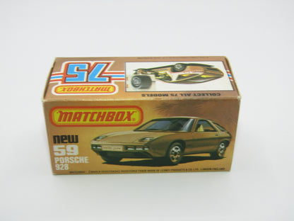 Matchbox Superfast 59C Porsche 928 Lt Gold FLAT BLACK Base Lt Yell Interior