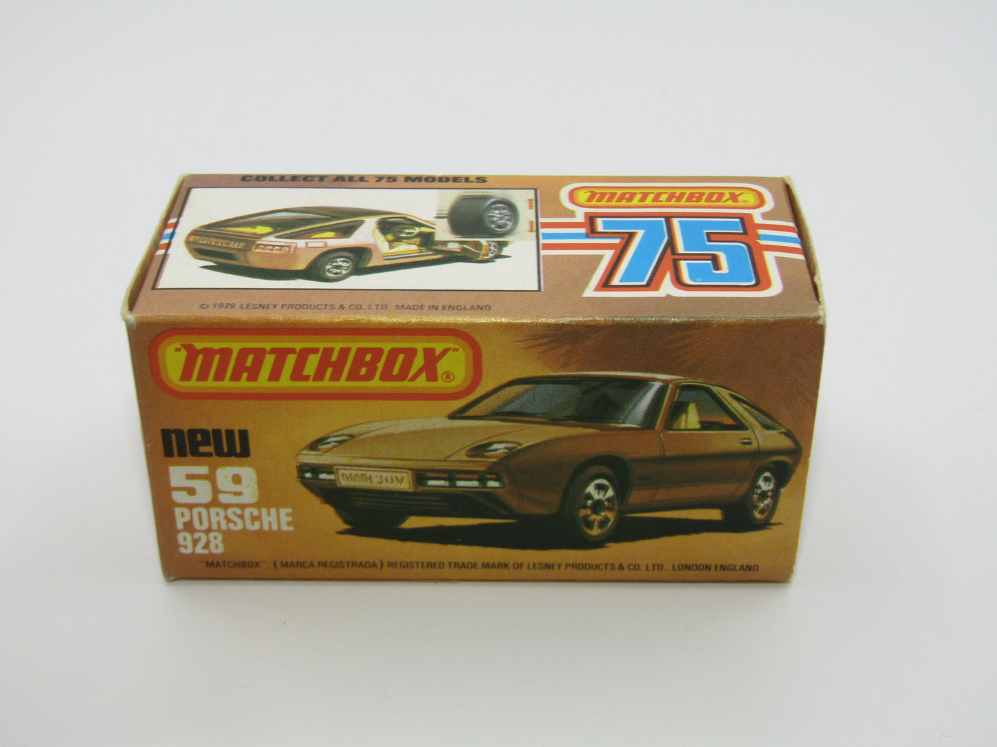 Matchbox Superfast 59C Porsche 928 Lt Gold FLAT BLACK Base Lt Yell Interior