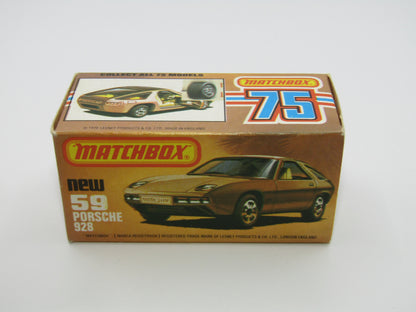 Matchbox Superfast 59C Porsche 928 Lt Gold FLAT BLACK Base Lt Yell Interior