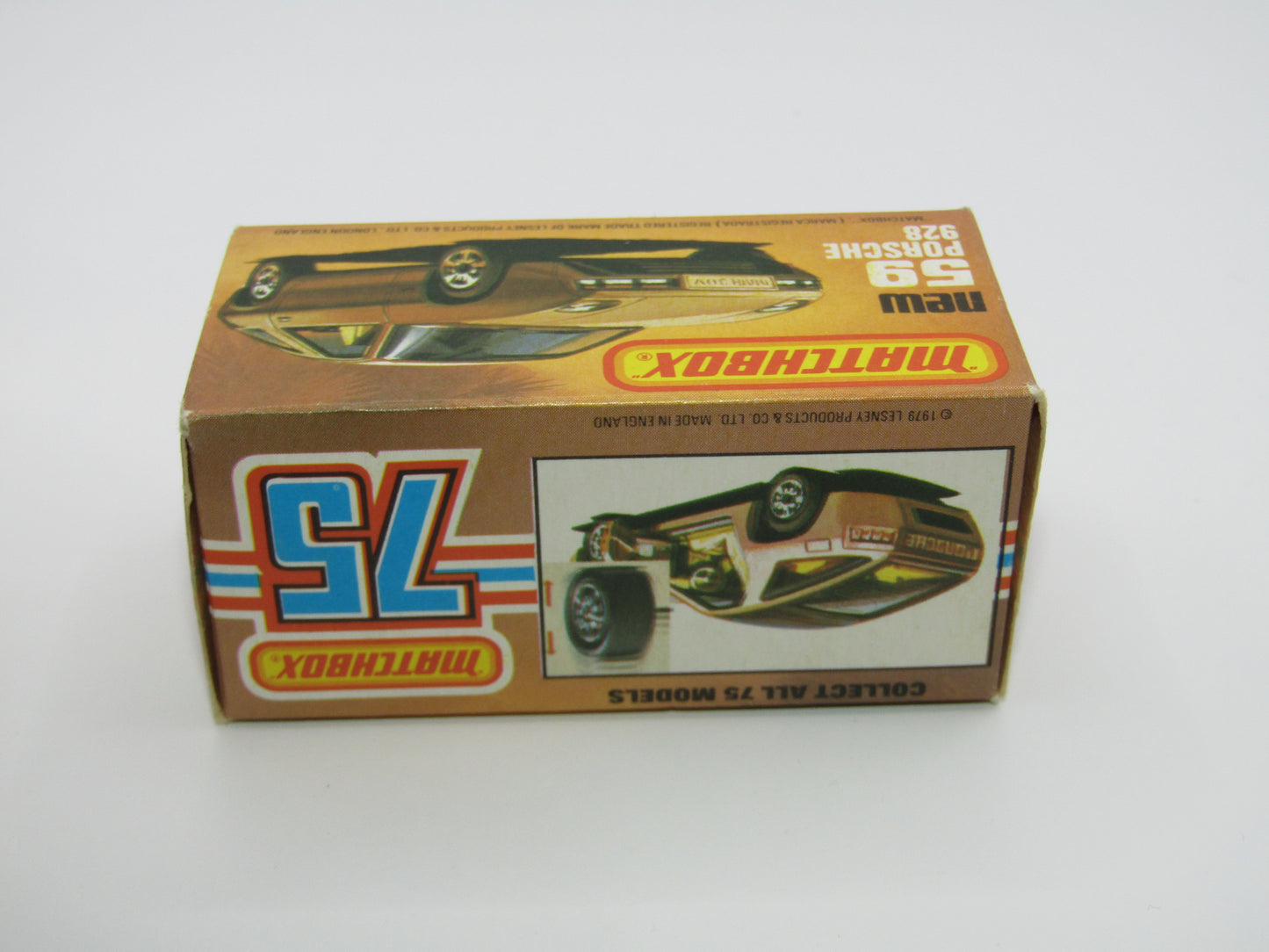 Matchbox Superfast 59C Porsche 928 Lt Gold FLAT BLACK Base Lt Yell Interior