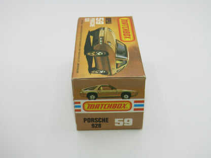 Matchbox Superfast 59C Porsche 928 Lt Gold FLAT BLACK Base Lt Yell Interior