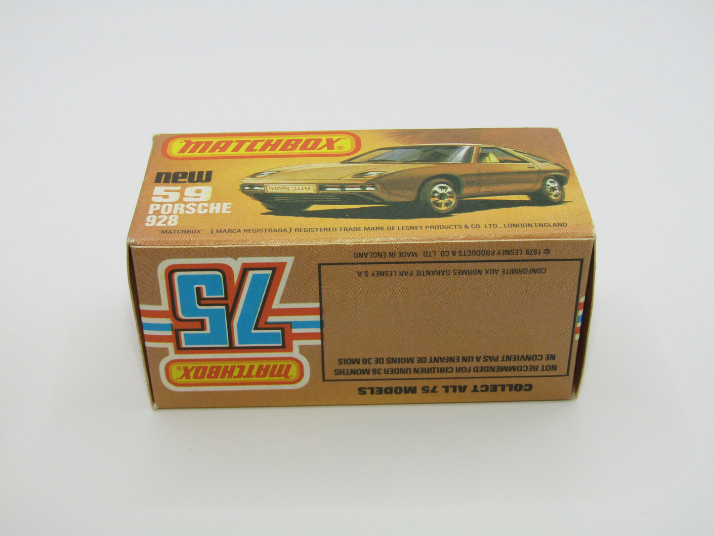 Matchbox Superfast 59C Porsche 928 Lt Gold FLAT BLACK Base Lt Yell Interior