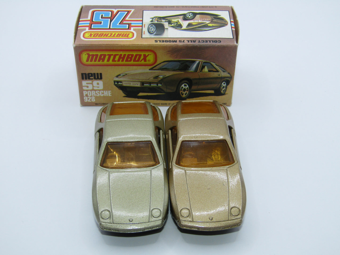 Matchbox Superfast 59C Porsche 928 CHAMPAGNE Gold, SATIN BLACK Base