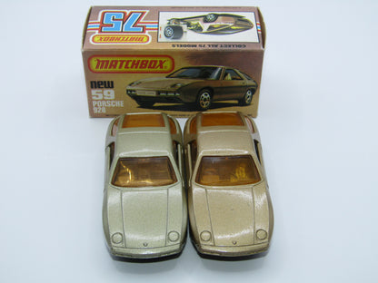 Matchbox Superfast 59C Porsche 928 CHAMPAGNE Gold, SATIN BLACK Base