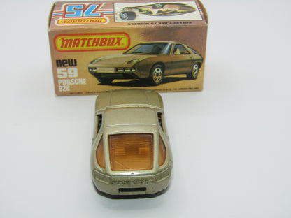 Matchbox Superfast 59C Porsche 928 CHAMPAGNE Gold, SATIN BLACK Base