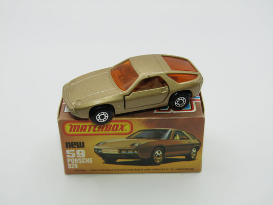 Matchbox Superfast 59C Porsche 928 Gold ORANGE Windows Black Base