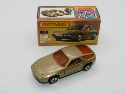 Matchbox Superfast 59C Porsche 928 Gold ORANGE Windows Black Base