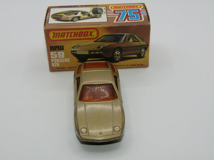 Matchbox Superfast 59C Porsche 928 Gold ORANGE Windows Black Base