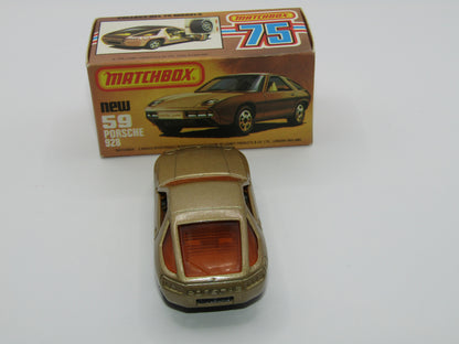 Matchbox Superfast 59C Porsche 928 Gold ORANGE Windows Black Base