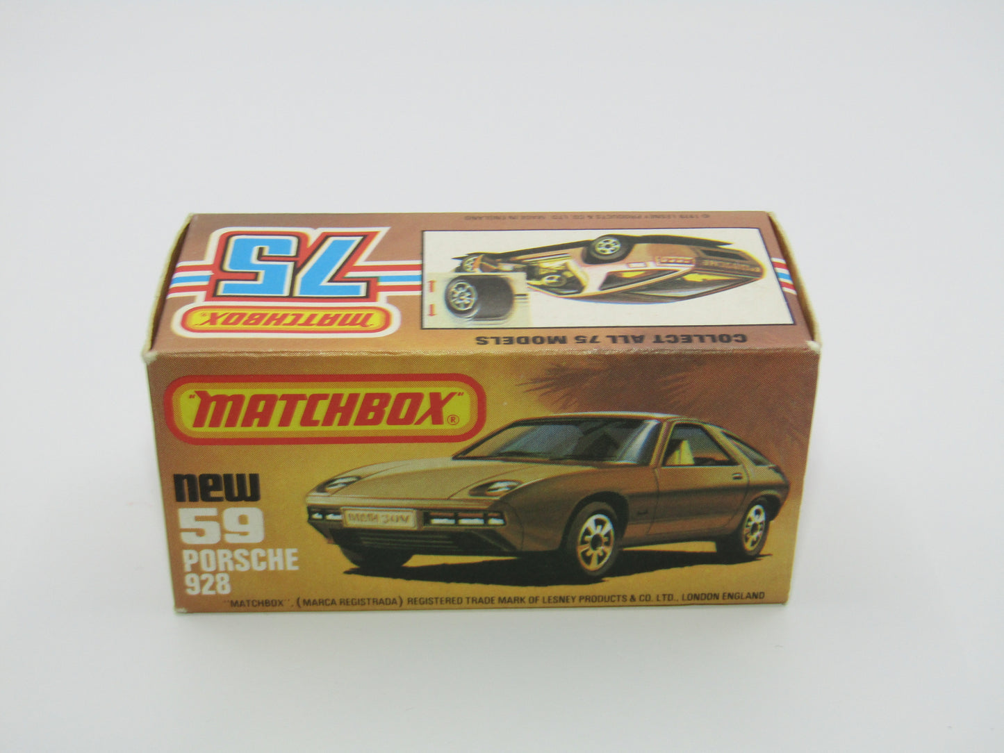 Matchbox Superfast 59C Porsche 928 Gold ORANGE Windows Black Base