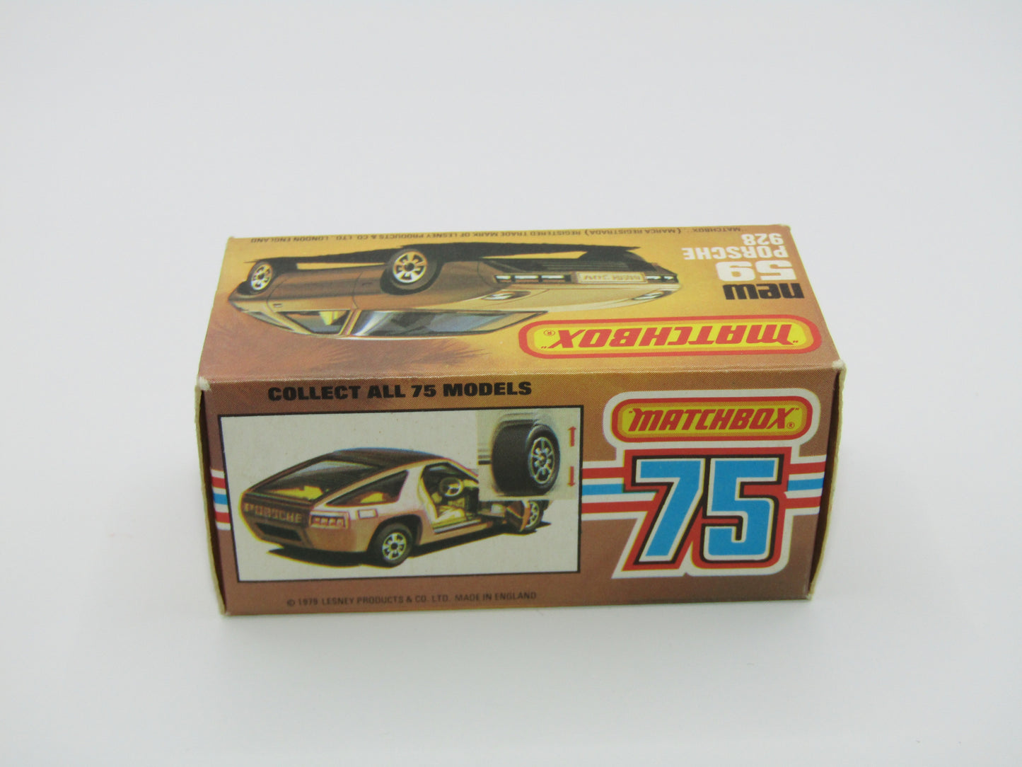 Matchbox Superfast 59C Porsche 928 Gold ORANGE Windows Black Base