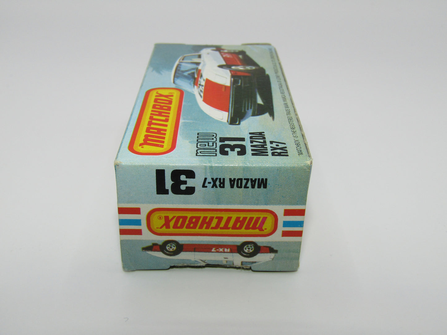 Matchbox Superfast No 31D Mazda RX-7 MALTESE CROSS Wheels Thick Red Stripe USA Picture Box