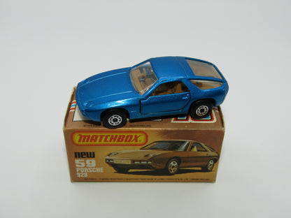 Matchbox Superfast 59C Porsche 928 Blue Tan Interior GLOSS BLACK Base