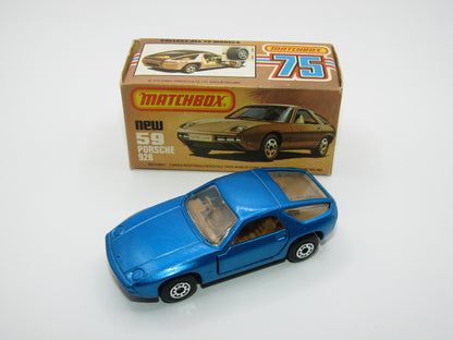 Matchbox Superfast 59C Porsche 928 Blue Tan Interior GLOSS BLACK Base