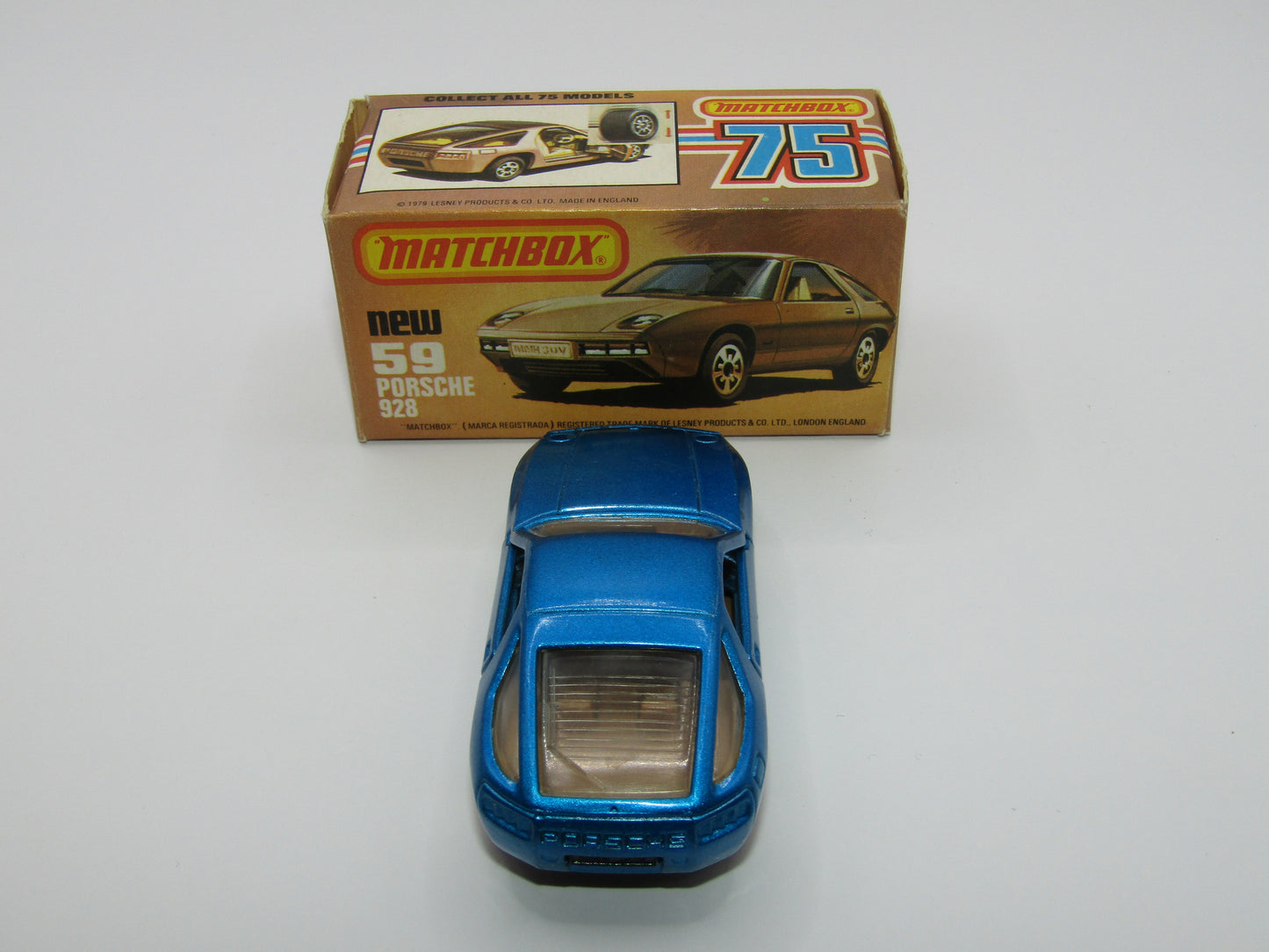 Matchbox Superfast 59C Porsche 928 Blue Tan Interior GLOSS BLACK Base