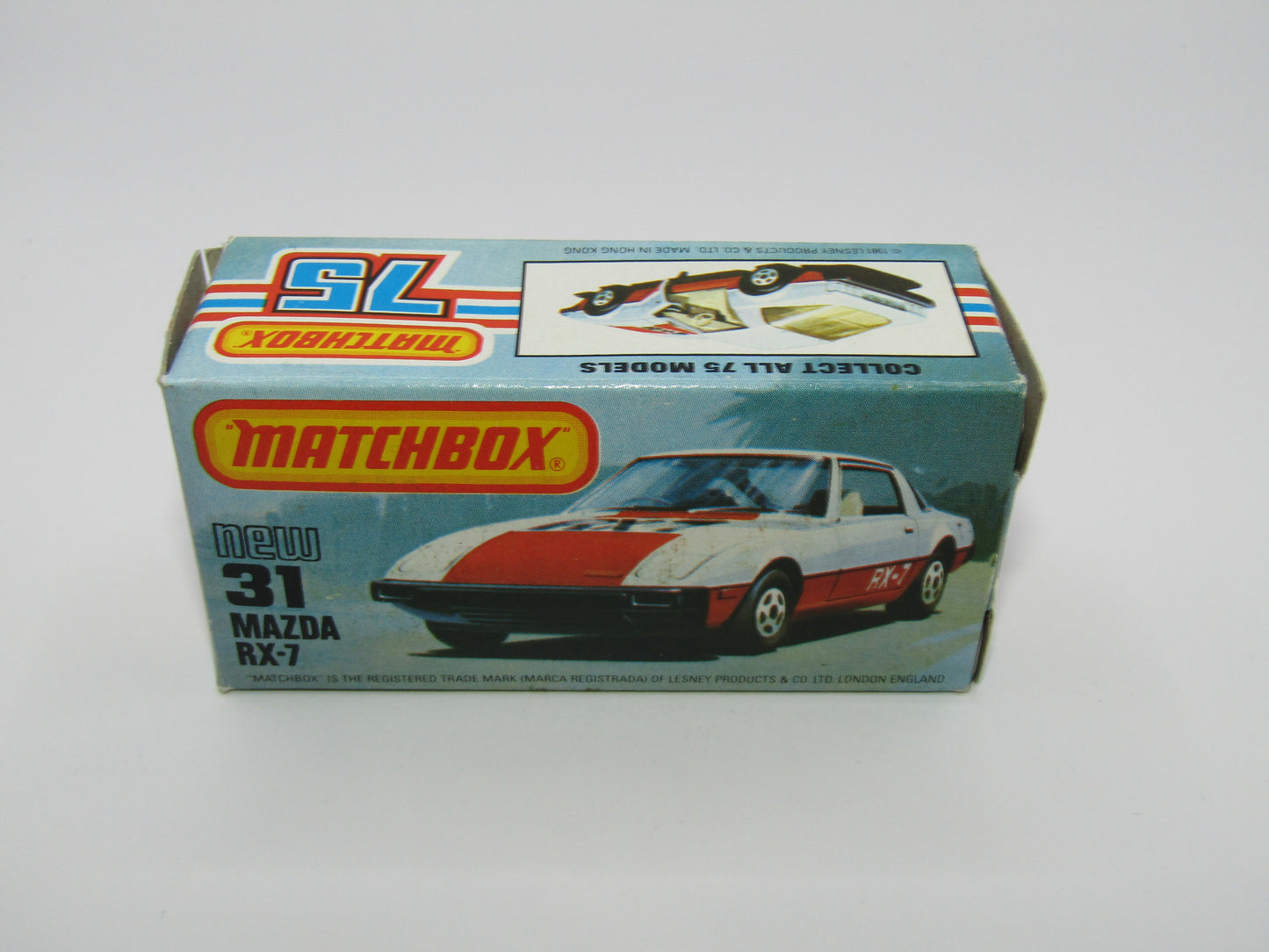 Matchbox Superfast No 31D Mazda RX-7 Thin Red Stripe 5 Spoke Wheels USA Picture Box