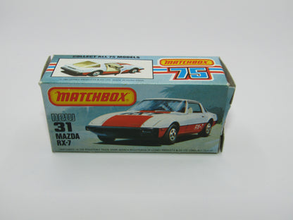 Matchbox Superfast No 31D Mazda RX-7 Thin Red Stripe 5 Spoke Wheels USA Picture Box