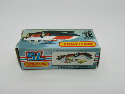 Matchbox Superfast No 31D Mazda RX-7 Thin Red Stripe 5 Spoke Wheels USA Picture Box