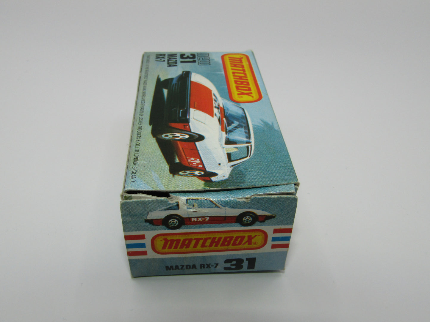 Matchbox Superfast No 31D Mazda RX-7 Thin Red Stripe 5 Spoke Wheels USA Picture Box