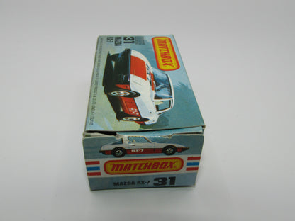 Matchbox Superfast No 31D Mazda RX-7 Thin Red Stripe 5 Spoke Wheels USA Picture Box