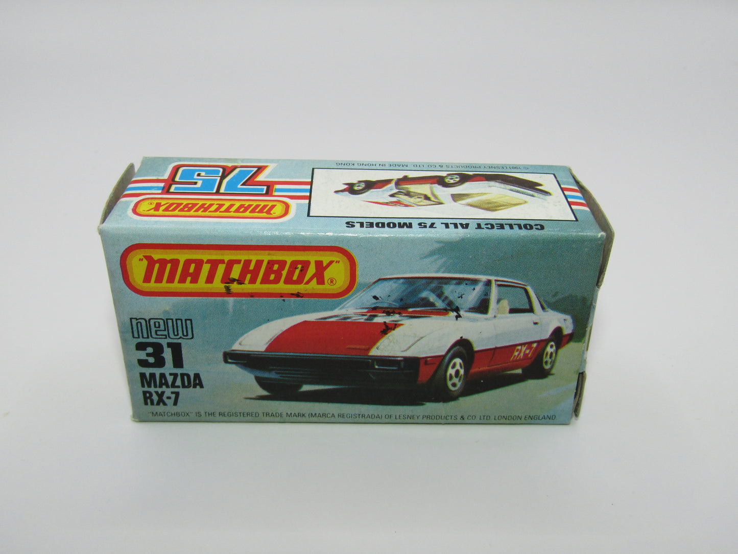 Matchbox Superfast No 31D Mazda RX-7 Thick Red Stripe 5 Spoke Wheels USA Picture Box