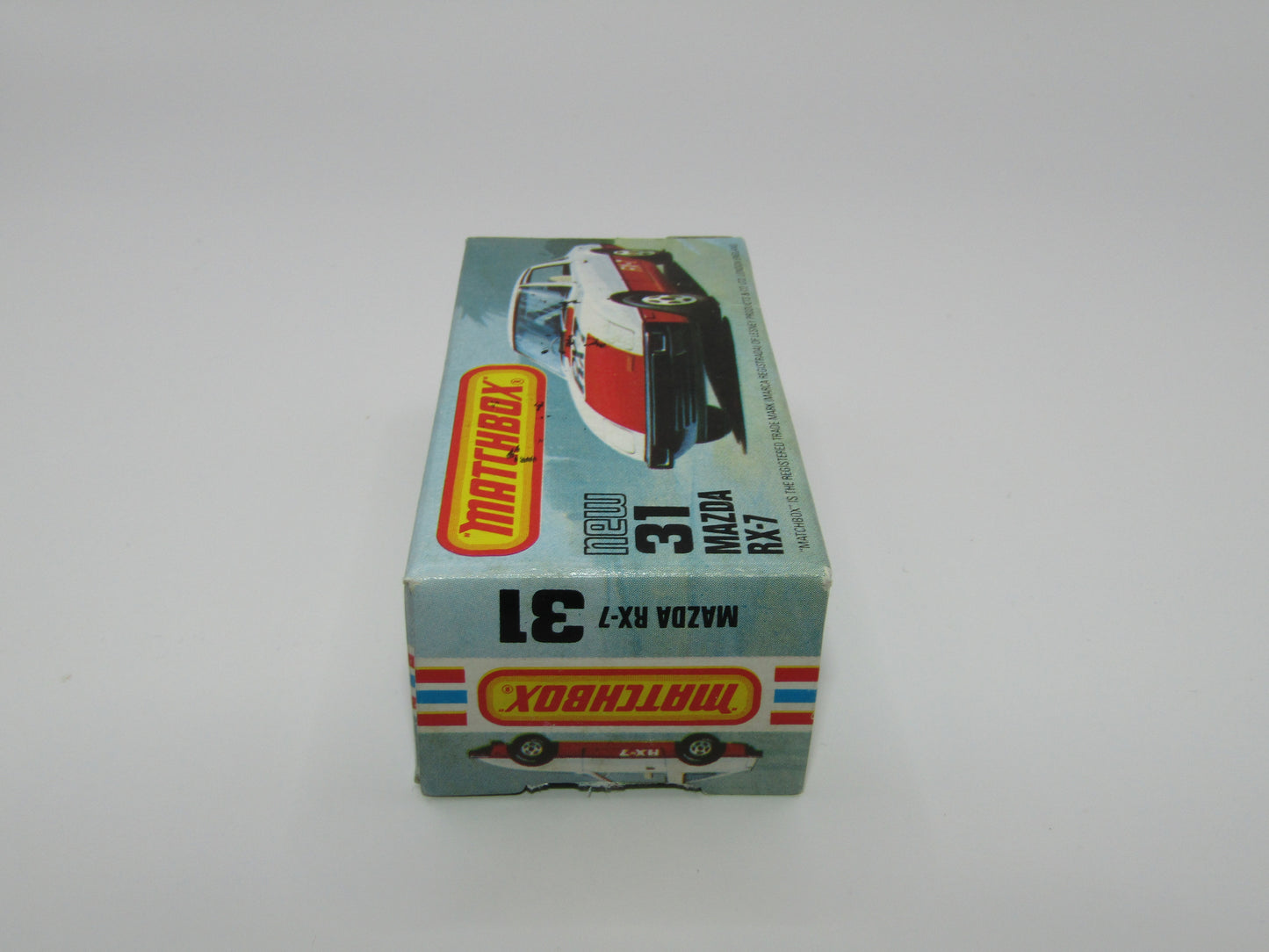 Matchbox Superfast No 31D Mazda RX-7 Thick Red Stripe 5 Spoke Wheels USA Picture Box