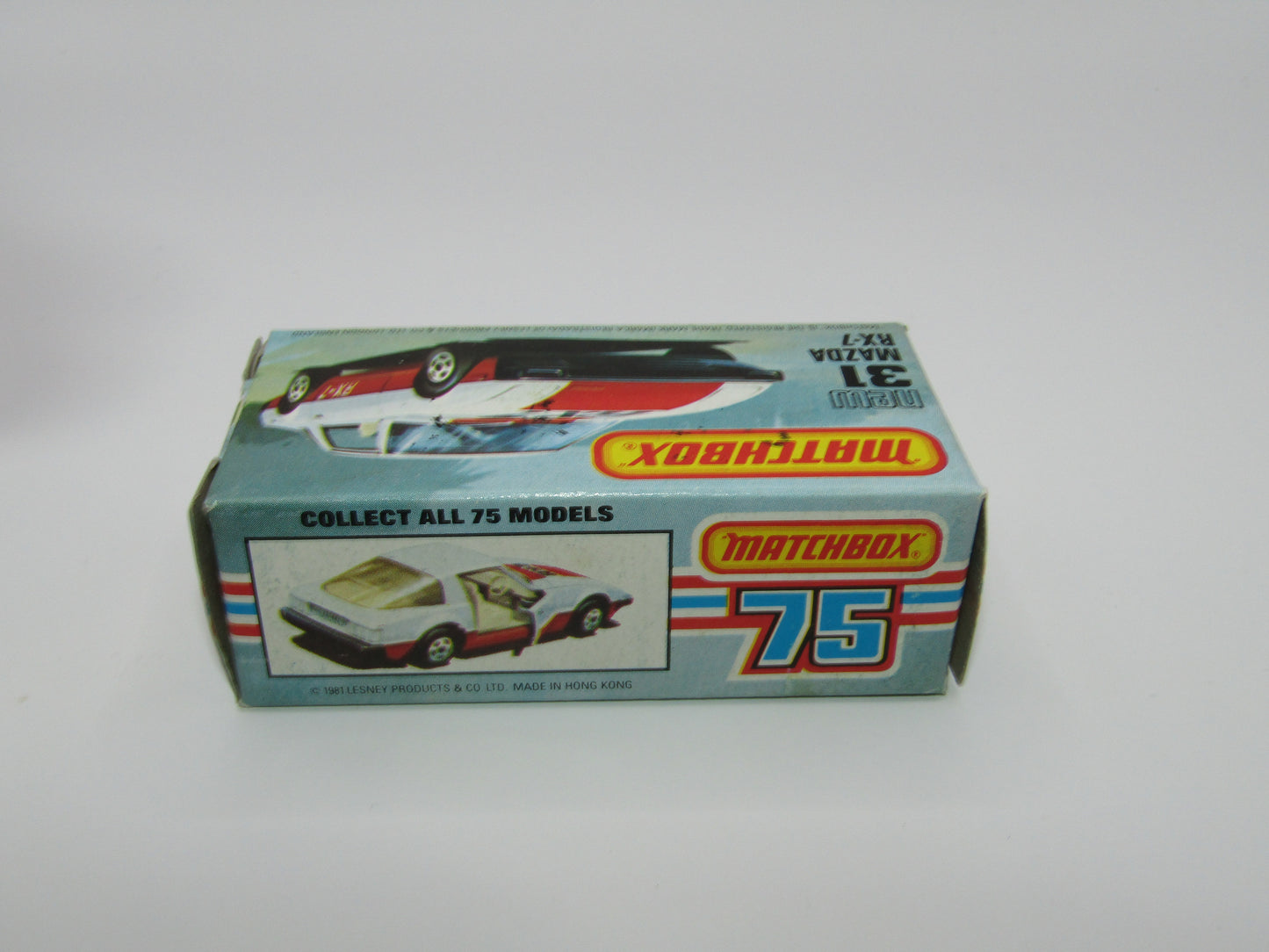 Matchbox Superfast No 31D Mazda RX-7 Thick Red Stripe 5 Spoke Wheels USA Picture Box