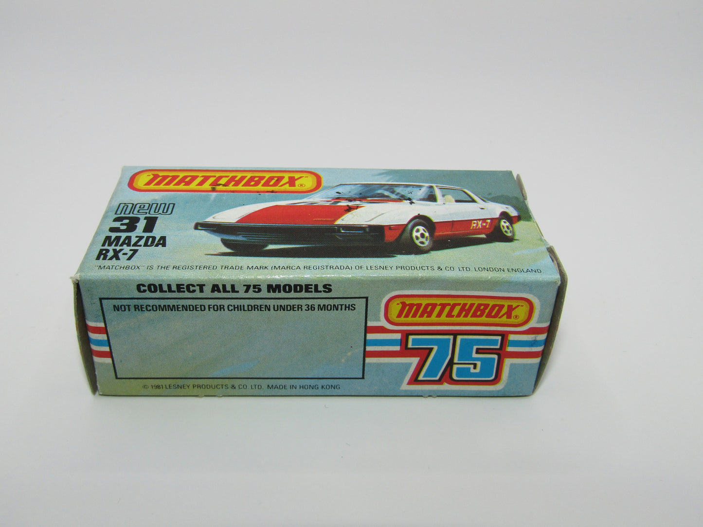 Matchbox Superfast No 31D Mazda RX-7 Thick Red Stripe 5 Spoke Wheels USA Picture Box