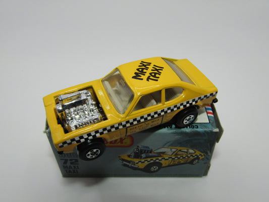 Matchbox Superfast No 72D Maxi Taxi REVERSED TAMPO 5 Spoke Wheels USA Picture Box