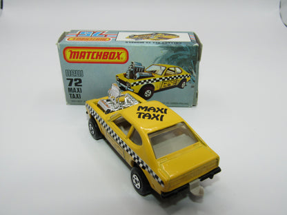 Matchbox Superfast No 72D Maxi Taxi REVERSED TAMPO 5 Spoke Wheels USA Picture Box