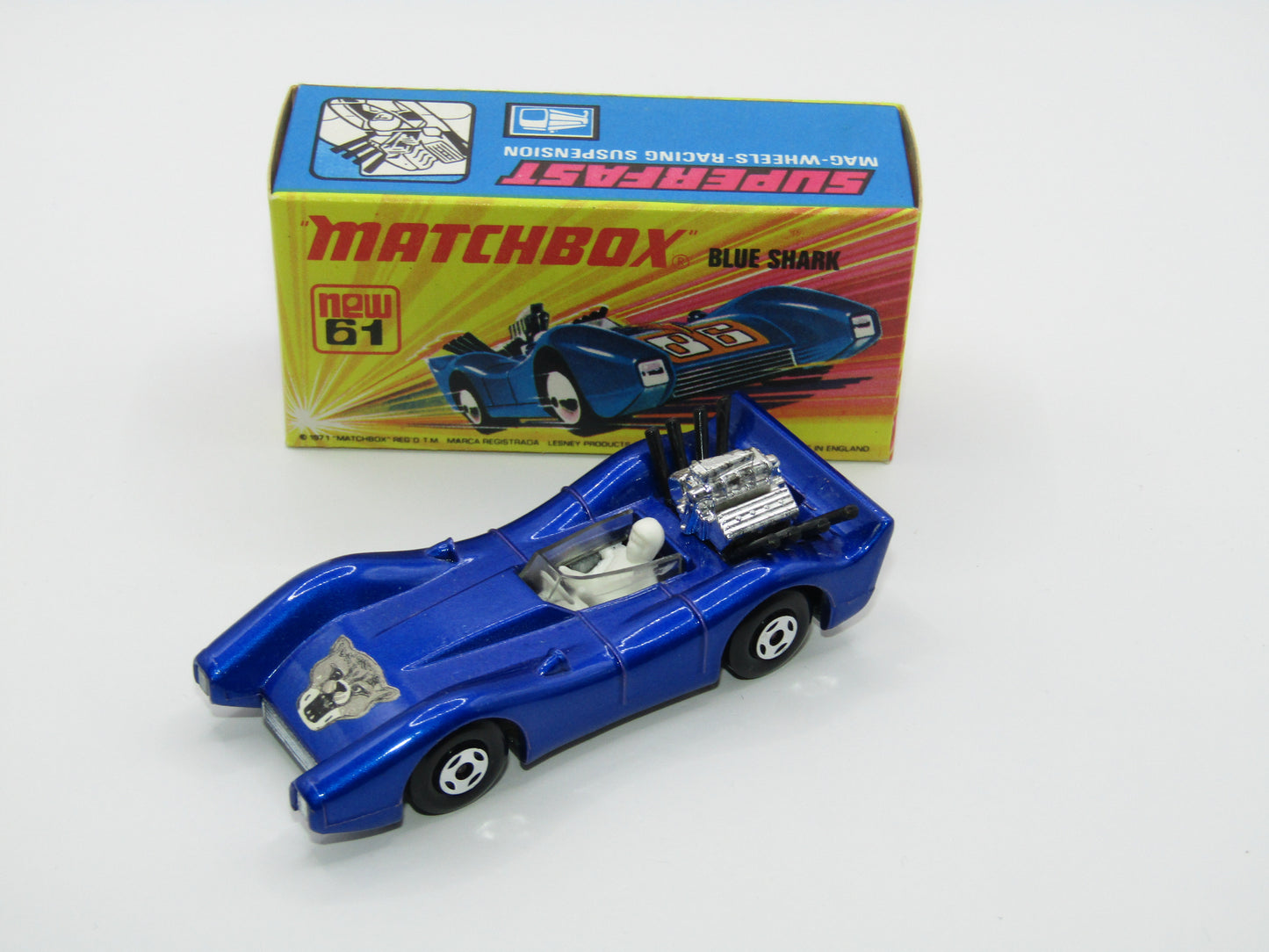 Matchbox Superfast 61B Blue Shark GREY WILDCAT Label