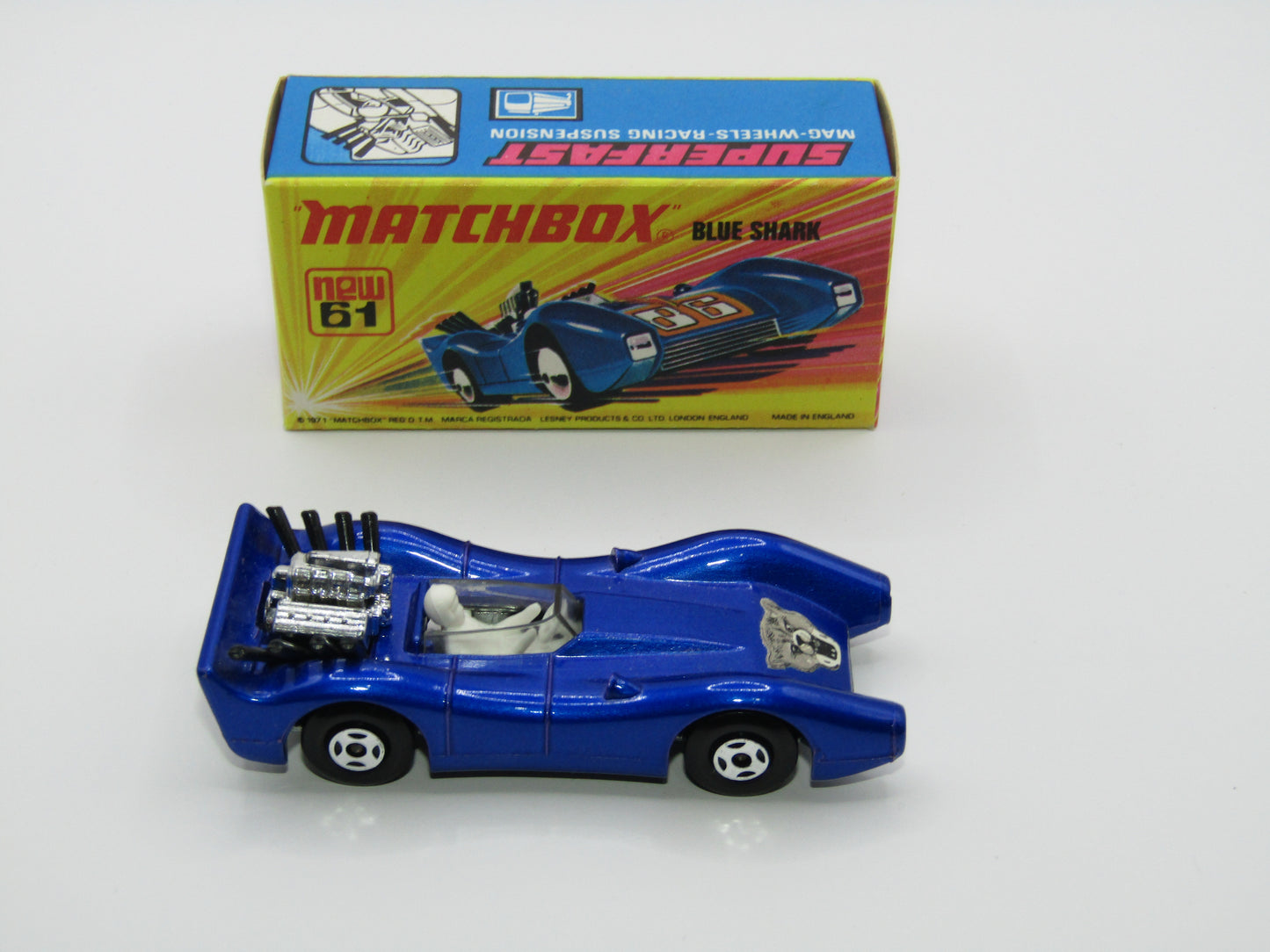Matchbox Superfast 61B Blue Shark GREY WILDCAT Label