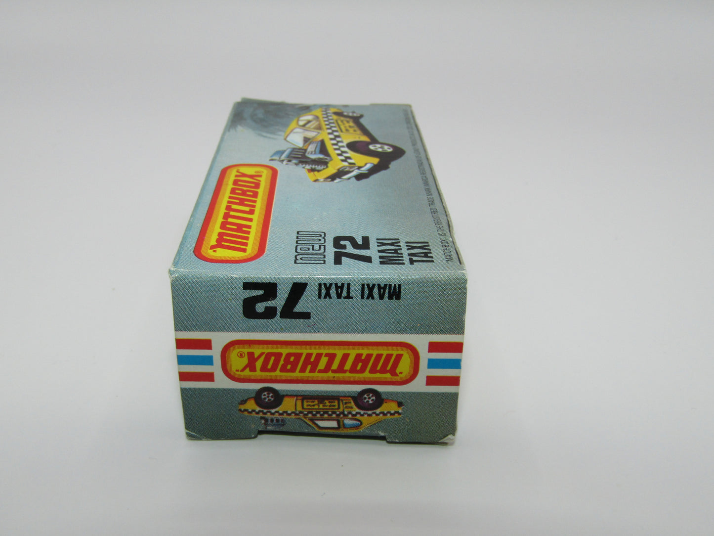 Matchbox Superfast No 72D Maxi Taxi REVERSED TAMPO 5 Spoke Wheels USA Picture Box