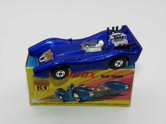 Matchbox Superfast 61B Blue Shark BROWN WILDCAT Label & SILVER Base
