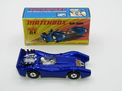 Matchbox Superfast 61B Blue Shark BROWN WILDCAT Label & SILVER Base