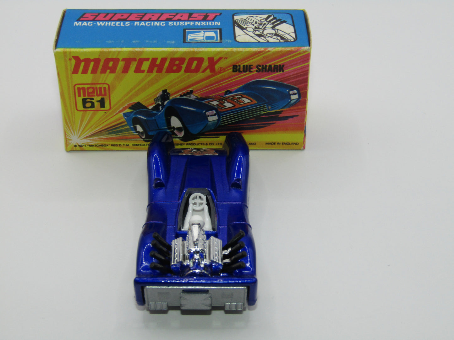 Matchbox Superfast 61B Blue Shark BROWN WILDCAT Label & SILVER Base