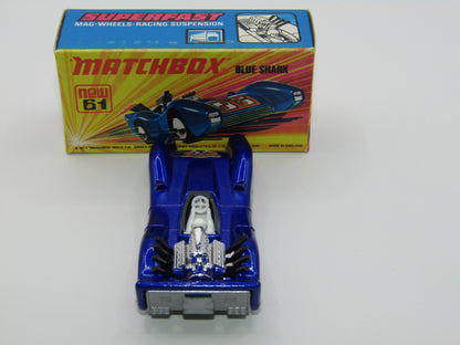 Matchbox Superfast 61B Blue Shark BROWN WILDCAT Label & SILVER Base