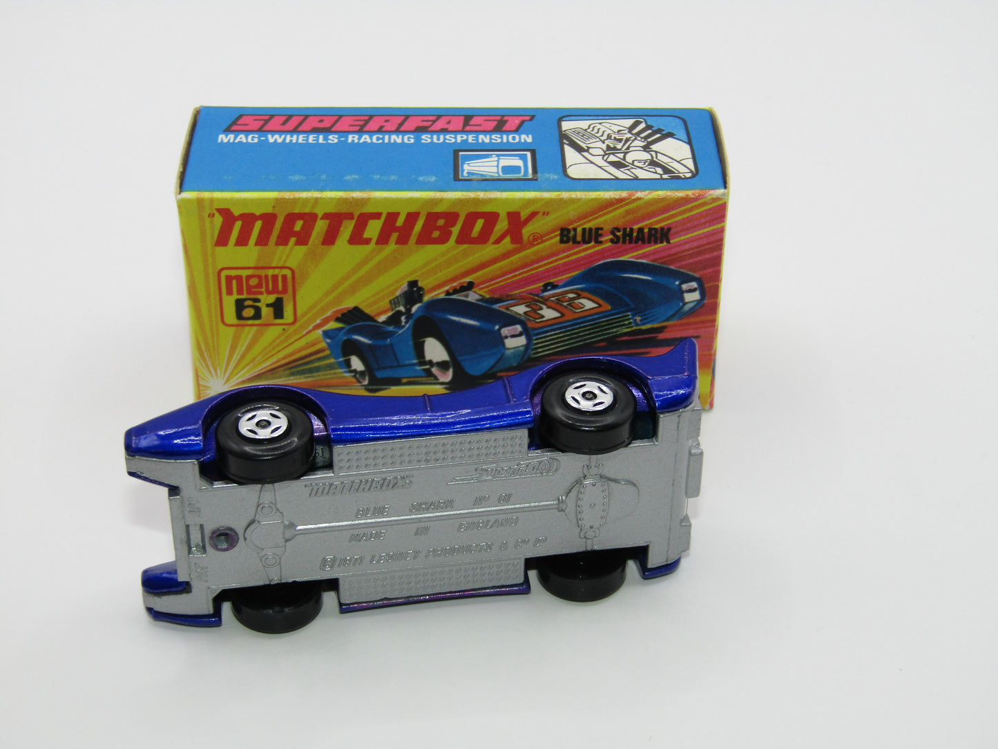 Matchbox Superfast 61B Blue Shark BROWN WILDCAT Label & SILVER Base