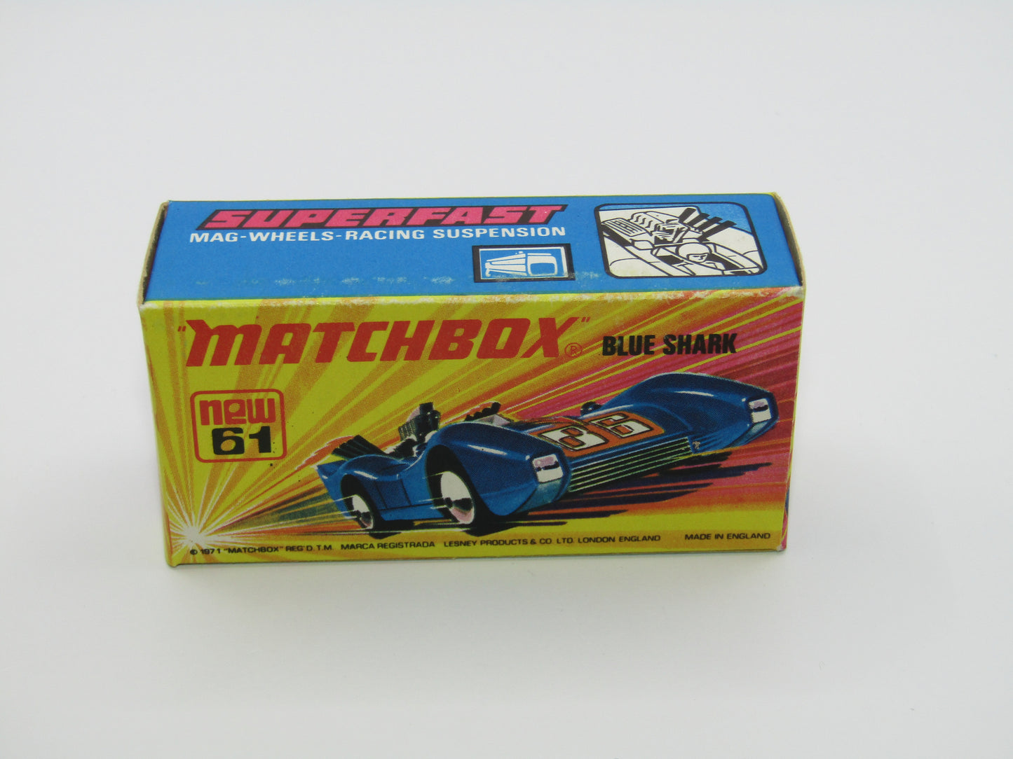 Matchbox Superfast 61B Blue Shark BROWN WILDCAT Label & SILVER Base