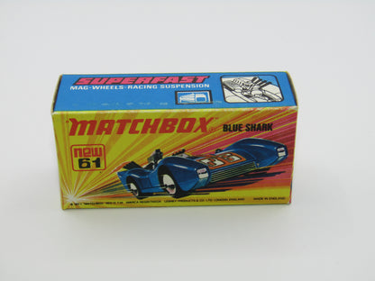 Matchbox Superfast 61B Blue Shark BROWN WILDCAT Label & SILVER Base