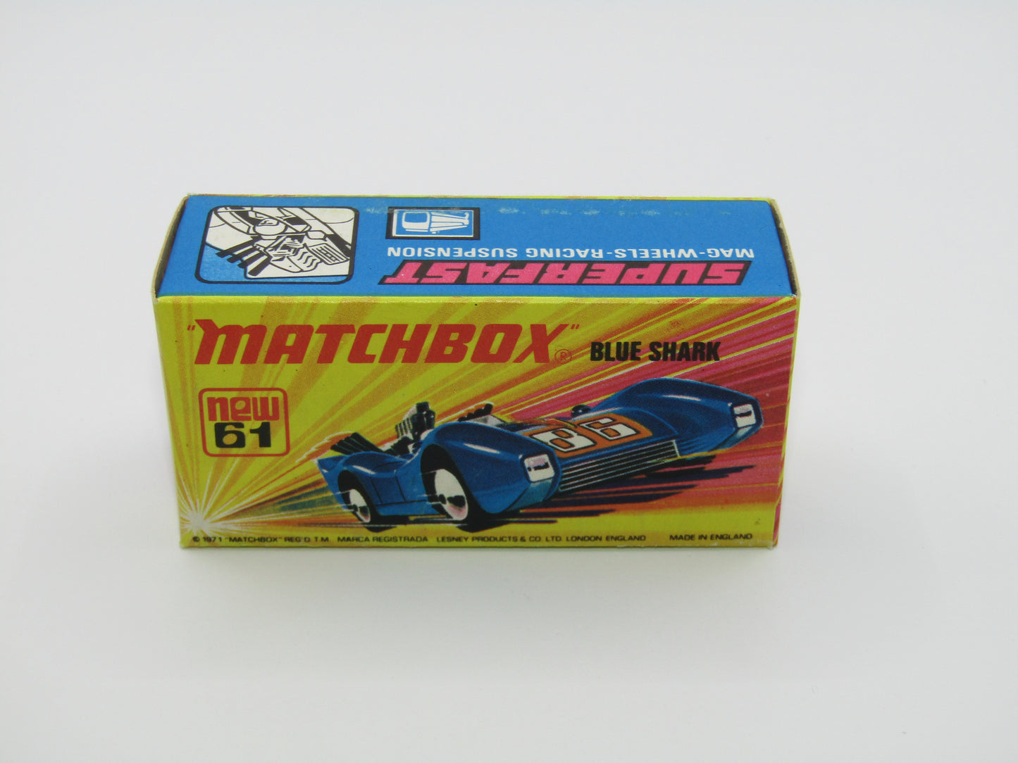 Matchbox Superfast 61B Blue Shark BROWN WILDCAT Label & SILVER Base