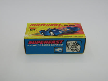 Matchbox Superfast 61B Blue Shark BROWN WILDCAT Label & SILVER Base